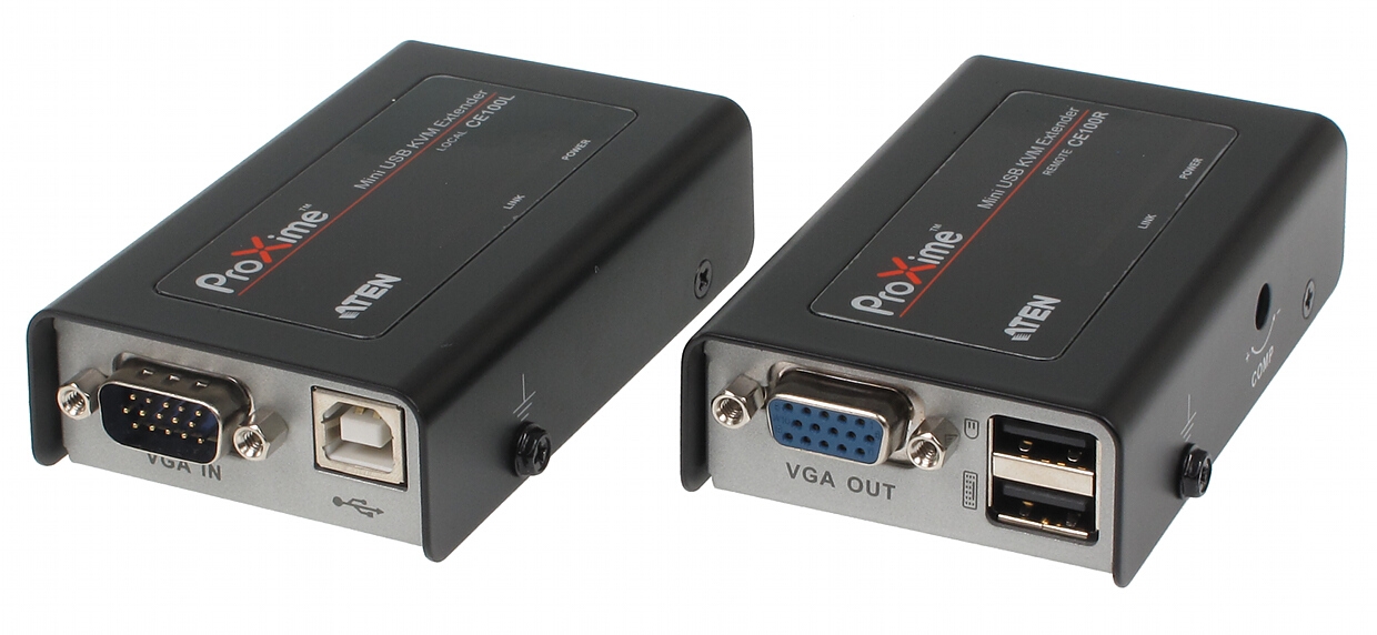 EXTENDER VGA + USB CE-100 - VGA Transmission via Twisted-Pair Cable  (Baluns) - Delta