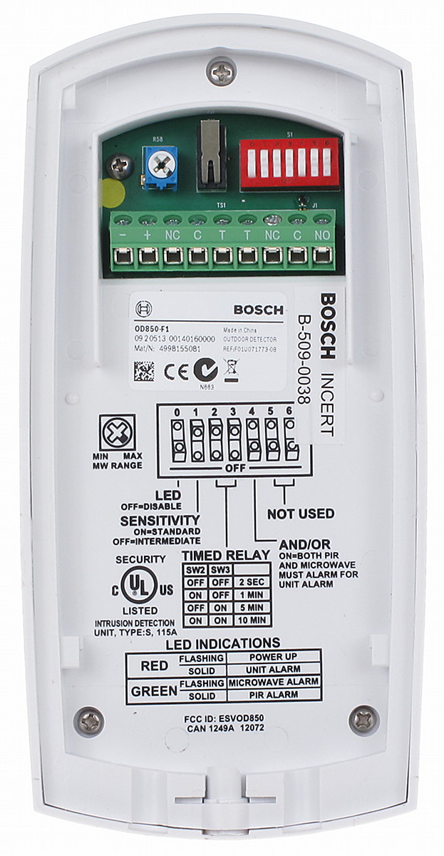 OUTDOOR PIR AND MICROWAVE DUAL DETECTOR OD850 BOSCH - Wired Dual Detectors  (PIR + MW) - Delta