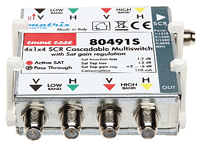 MULTISWITCH UNICABLE MS 80491S 4 INPUTS 4 OUTPUTS 1 UNICABLE OUTPUT