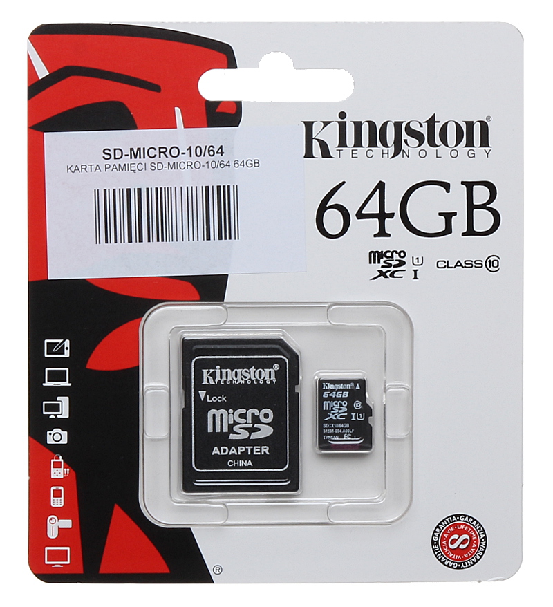 PAMĚŤOVÁ KARTA SD-MICRO-10/64 SDXC 64 GB KINGSTON - Memory Cards - Delta
