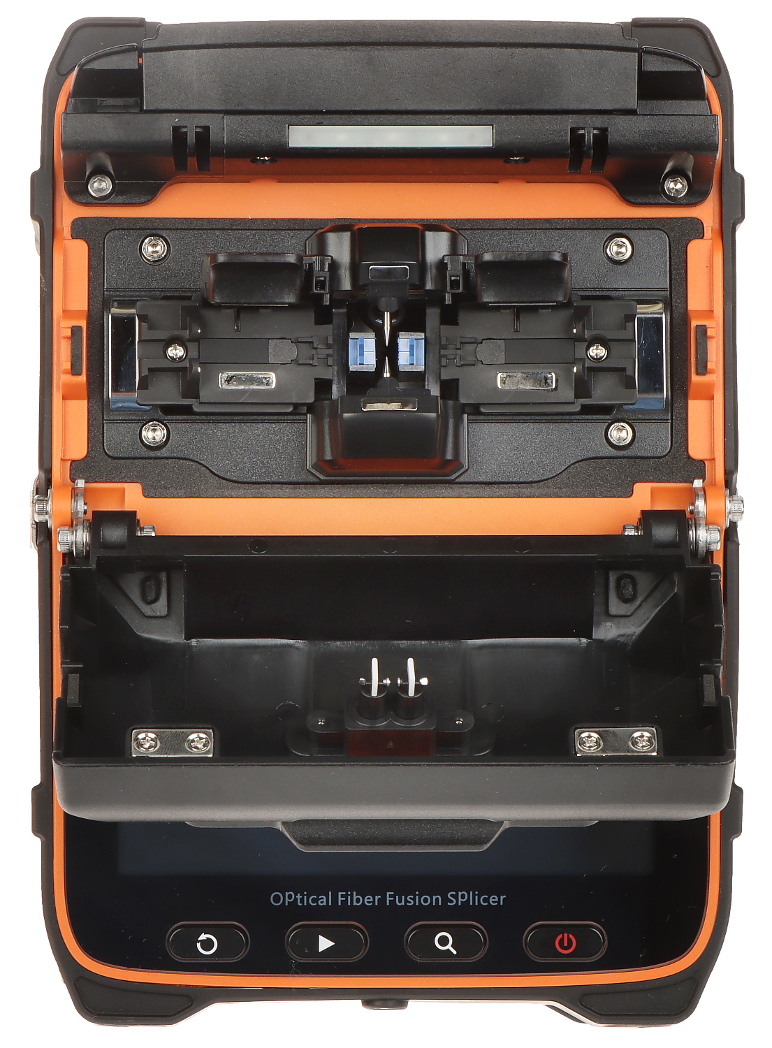 Orange AI-9 Fiber Optic Tool Kit Optical Fiber Fusion Splicer Fiber Cleaver with 5 Seconds Splicing Time Melting 15 Seconds Heating Auto Optical Fiber Splicing Welding Machine for SM/MM/DS/NZDS 