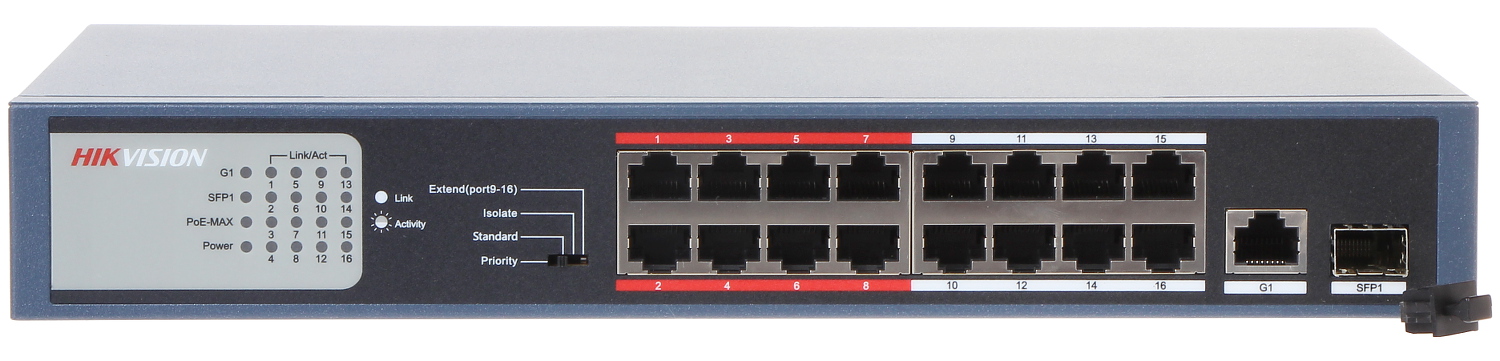 SWITCH POE DS-3E0318P-E/M 16-PORT SFP Hikvision - PoE Switches with 32  Ports support - Delta