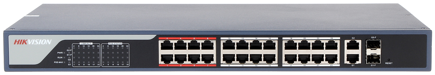 Switch PoE DS-3E1326P-E 24-PORT + 2 x SFP Hikvision - PoE Switches with 32  Ports support - Delta