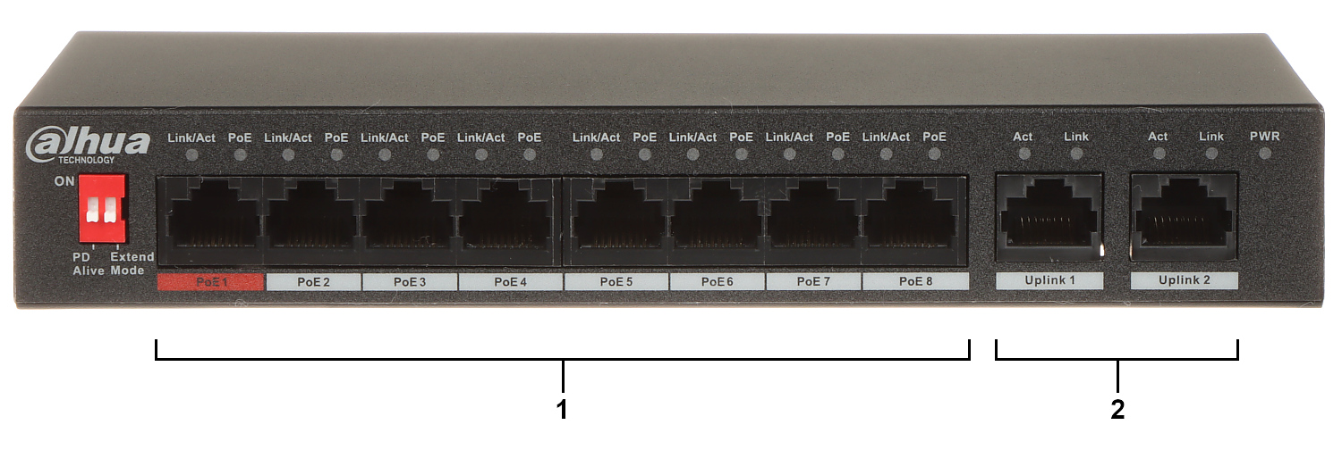 Switch|DAHUA|PFS3010-8ET-96|Type L2|8x10Base-T 100Base-TX|2x10Base-T 100Base-TX 1000Base-T|PoE ports 8|DH-PFS3010-8ET-96 