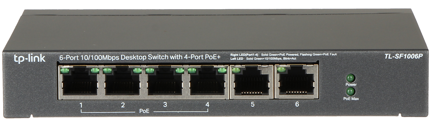 SWITCH POE TL-SF1006P 6-PORTS TP-LINK - Commutateur PoE avec 8 ports - Delta