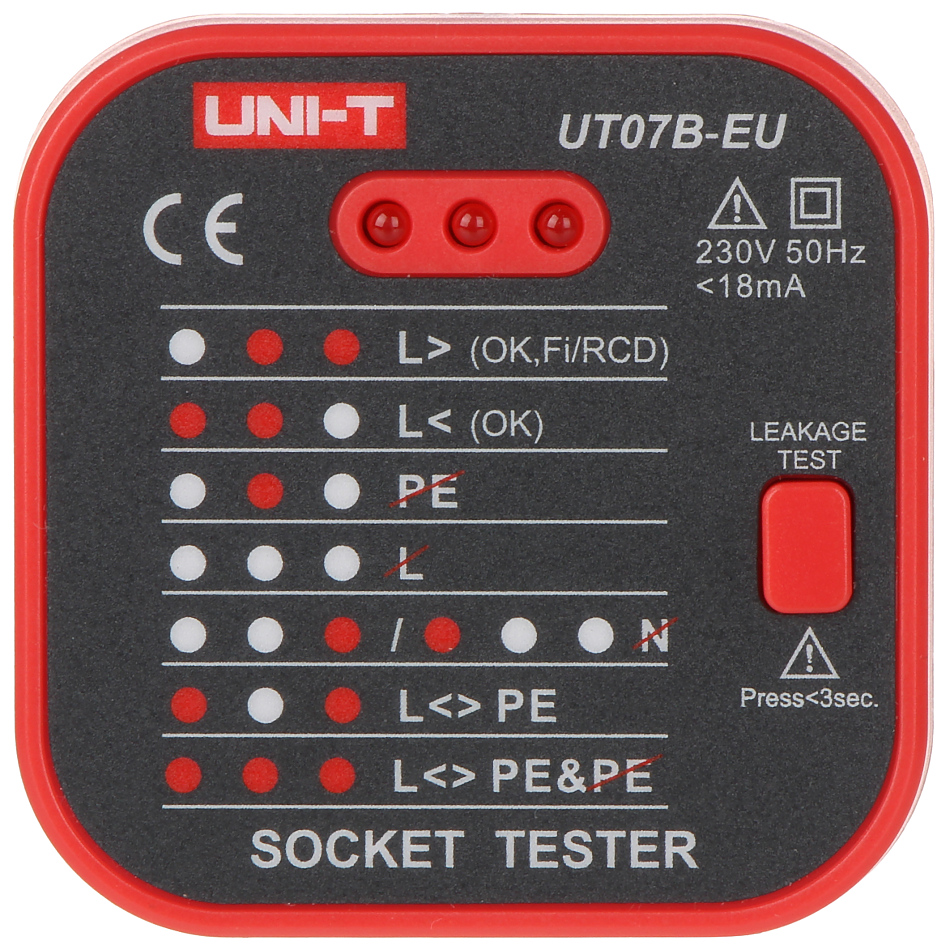MAINS SOCKET TESTER WITH RCD CHECKING FUNCTION UT-07B- - Other Meters -  Delta