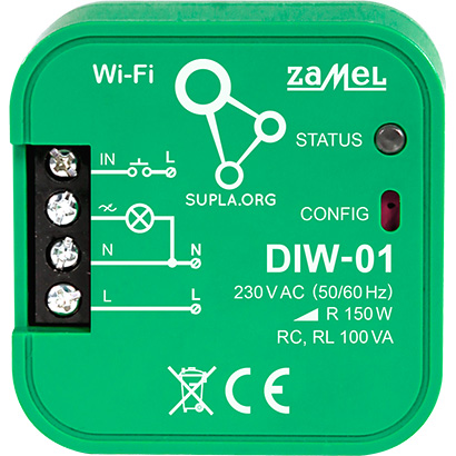 SMART LIGHTING DIMMER DIW 01 Wi Fi 230 V AC ZAMEL