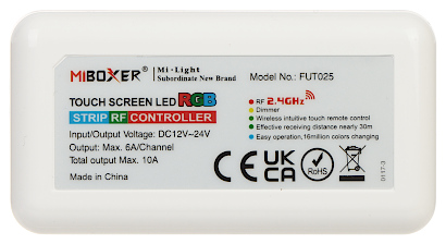 LED LIGHTING CONTROLLER WITH REMOTE CONTROL FUT025 2 4 GHz RGB 12 24 V DC MiBOXER Mi Light