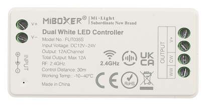 LED APGAISMOJUMA KONTROLIERIS LED W WC RF2 2 4 GHz CCT 12 24 V DC MiBOXER Mi Light