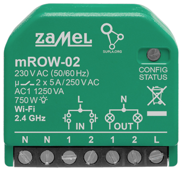 SMART SWITCH M ROW 02 Wi Fi SUPLA 230 V AC ZAMEL