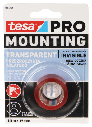 RUBAN DE MONTAGE DOUBLE FACE MOUNTING PRO TRANSPARENT 1 5X19 TESA