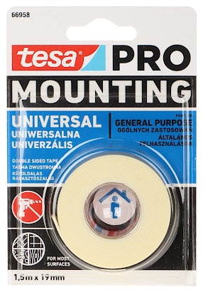 RUBAN DE MONTAGE DOUBLE FACE MOUNTING PRO UNIVERSAL 1 5X19 TESA