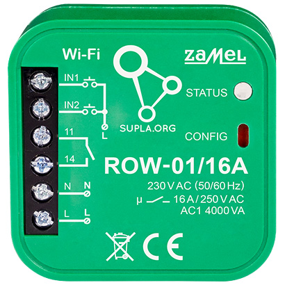 INTERRUPTOR INTELIGENTE ROW 01 16A Wi Fi 230 V AC ZAMEL