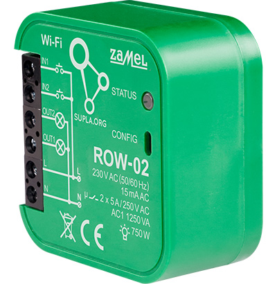 SMART SWITCH ROW 02 Wi Fi SUPLA 230 V AC ZAMEL