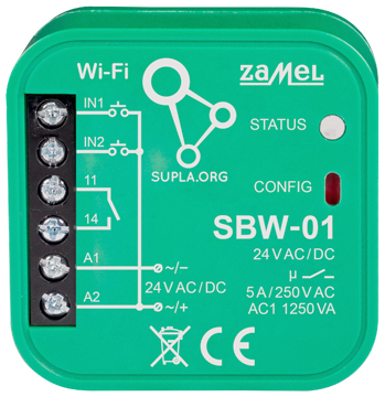 SMART GATE AND DOOR CONTROLLER SBW 01 Wi Fi SUPLA 24 V AC DC ZAMEL