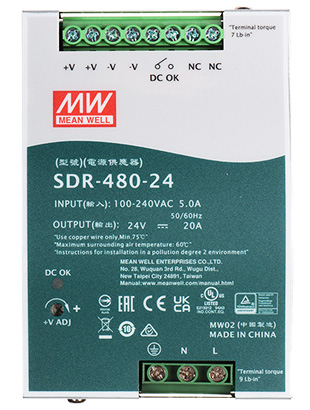 SWITCHING ADAPTER SDR 480 24 MEAN WELL