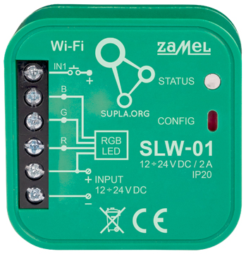 SLIMME CONTROLLER VOOR LEDVERLICHTING SLW 01 Wi Fi SUPLA 12 24 V DC ZAMEL