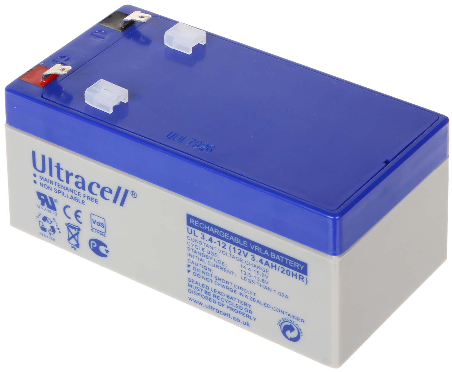 BATTERIE 12V/3.4AH-UL ULTRACELL - Capacité de la batterie jusqu'à 9Ah -  Delta