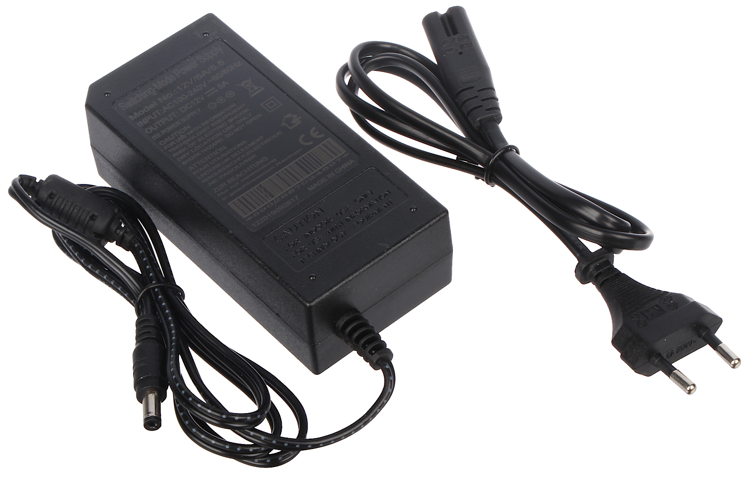 POWER SUPPLY ADAPTER 12V/5A/5.5 - With plug, indoor - Delta