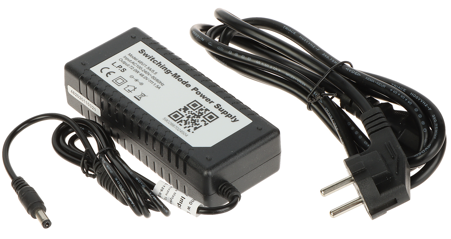 SWITCHING ADAPTER 48V/1.5A/5.5 - With plug, indoor - Delta