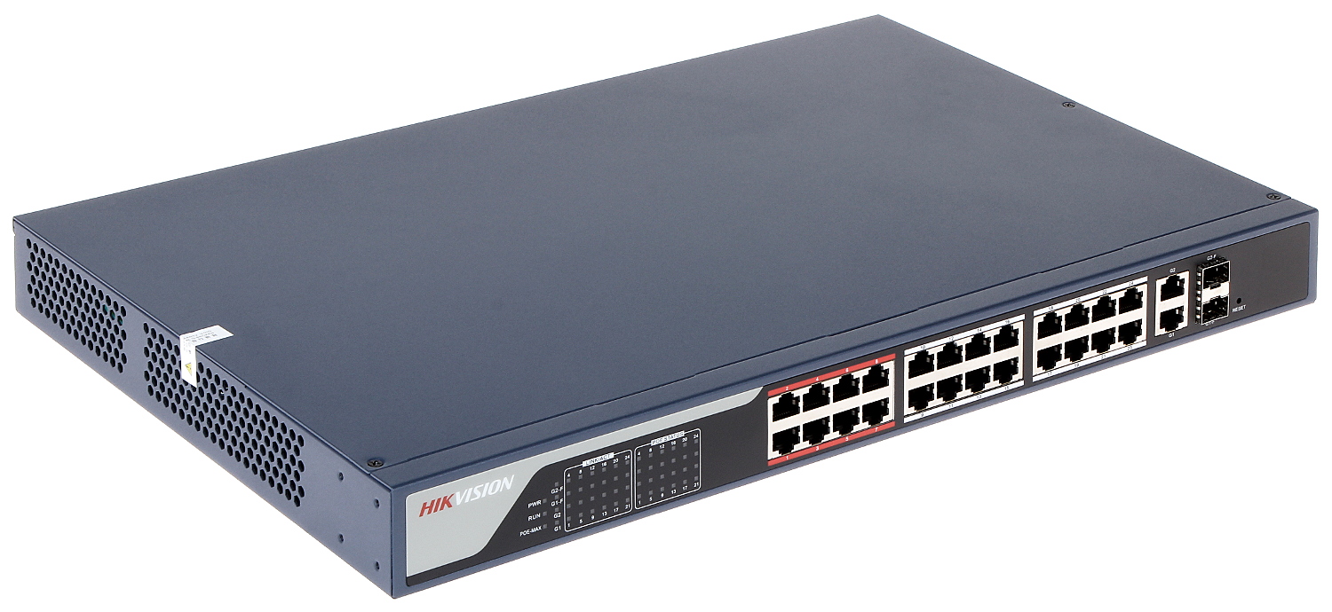 Switch PoE DS-3E1326P-E 24-PORT + 2 x SFP Hikvision - PoE Switches with 32  Ports support - Delta