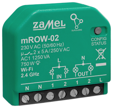 INTELLIGENS KAPCSOL M ROW 02 Wi Fi SUPLA 230 V AC ZAMEL