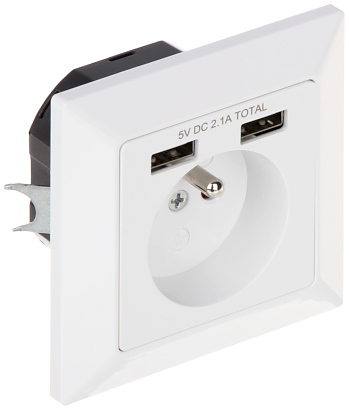 SINGLE SOCKET OUTLET WITH USB POWER ADAPTER OR AE 13140 230 V 16 A ORNO