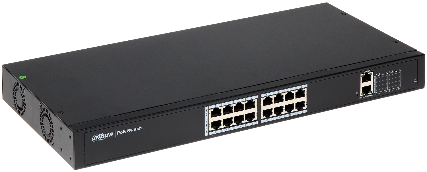Switch PoE PFS4018-16P-250 18-PORT DAHUA - PoE Switches with 32 Ports  support - Delta