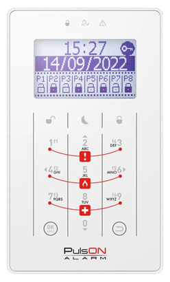 SENSORIC KEYPAD FOR ALARM CONTROL PANEL PULSON LCD T WH